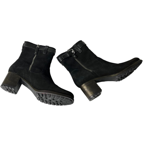 Trask Madison Black Suede Lug Sole Block Heel Booties Women’s 11 - Picture 7 of 12